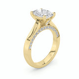 3CTW Oval Shaped Lab Grown Diamond (G/VS) Accented Solitaire Engagement Ring in 14K Gold
