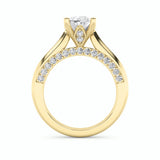 3CTW Oval Shaped Lab Grown Diamond (G/VS) Accented Solitaire Engagement Ring in 14K Gold