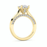 3CTW Oval Shaped Lab Grown Diamond (G/VS) Accented Solitaire Engagement Ring in 14K Gold