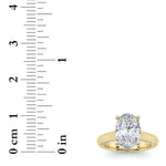 3CTW Oval Shaped Lab Grown Diamond (G/VS) Accented Solitaire Engagement Ring in 14K Gold