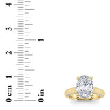 3CTW Oval Shaped Lab Grown Diamond (G/VS) Accented Solitaire Engagement Ring in 14K Gold