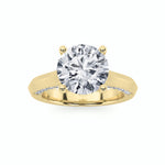3CTW Round Shaped Lab Grown Diamond (G/VS) Accented Solitaire Engagement Ring in 14K Gold