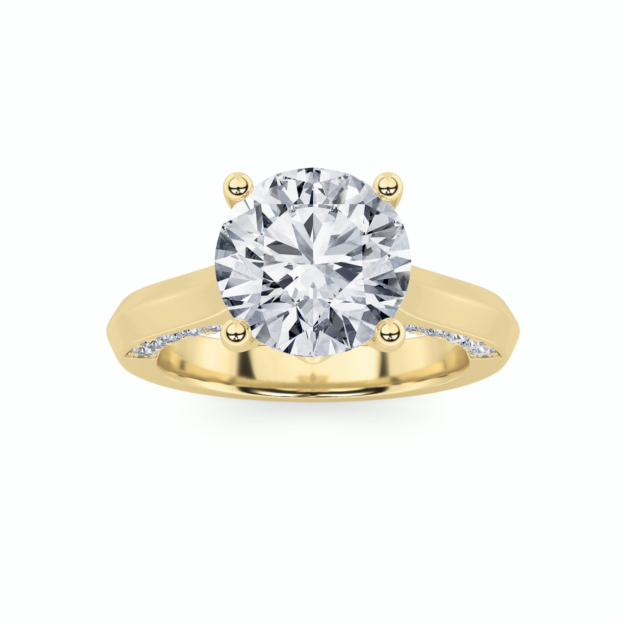 3CTW Round Shaped Lab Grown Diamond (G/VS) Accented Solitaire Engagement Ring in 14K Gold
