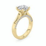 3CTW Round Shaped Lab Grown Diamond (G/VS) Accented Solitaire Engagement Ring in 14K Gold