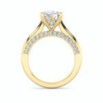 3CTW Round Shaped Lab Grown Diamond (G/VS) Accented Solitaire Engagement Ring in 14K Gold