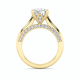 3CTW Round Shaped Lab Grown Diamond (G/VS) Accented Solitaire Engagement Ring in 14K Gold