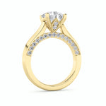 3CTW Round Shaped Lab Grown Diamond (G/VS) Accented Solitaire Engagement Ring in 14K Gold