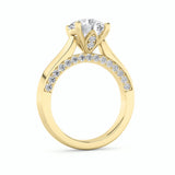 3CTW Round Shaped Lab Grown Diamond (G/VS) Accented Solitaire Engagement Ring in 14K Gold