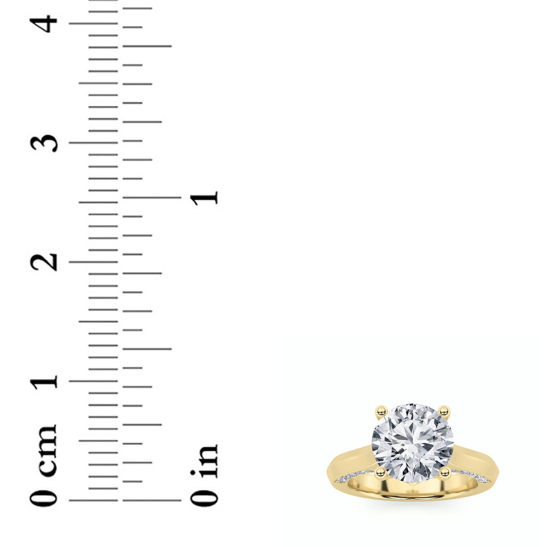 3CTW Round Shaped Lab Grown Diamond (G/VS) Accented Solitaire Engagement Ring in 14K Gold