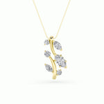 1.5CTW Marquise Shaped Lab Grown Diamond (F/VS) Leaf Motif Fashion Pendant in 14K Gold