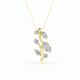 1.5CTW Marquise Shaped Lab Grown Diamond (F/VS) Leaf Motif Fashion Pendant in 14K Gold