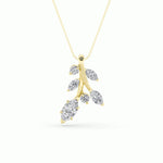 1.5CTW Marquise Shaped Lab Grown Diamond (F/VS) Leaf Motif Fashion Pendant in 14K Gold