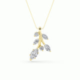 1.5CTW Marquise Shaped Lab Grown Diamond (F/VS) Leaf Motif Fashion Pendant in 14K Gold