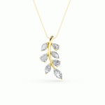 1.5CTW Marquise Shaped Lab Grown Diamond (F/VS) Leaf Motif Fashion Pendant in 14K Gold