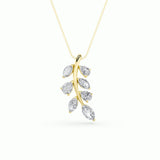1.5CTW Marquise Shaped Lab Grown Diamond (F/VS) Leaf Motif Fashion Pendant in 14K Gold