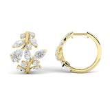 3CTW Pear Shaped Lab Grown Diamond (F/VS) Leaf Motif Fashion Earrings in 14K Gold