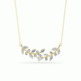 2.5CTW Pear Shaped Lab Grown Diamond (F/VS) Leaf Motif Fashion Necklace in 14K Gold