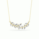 2.5CTW Pear Shaped Lab Grown Diamond (F/VS) Leaf Motif Fashion Necklace in 14K Gold