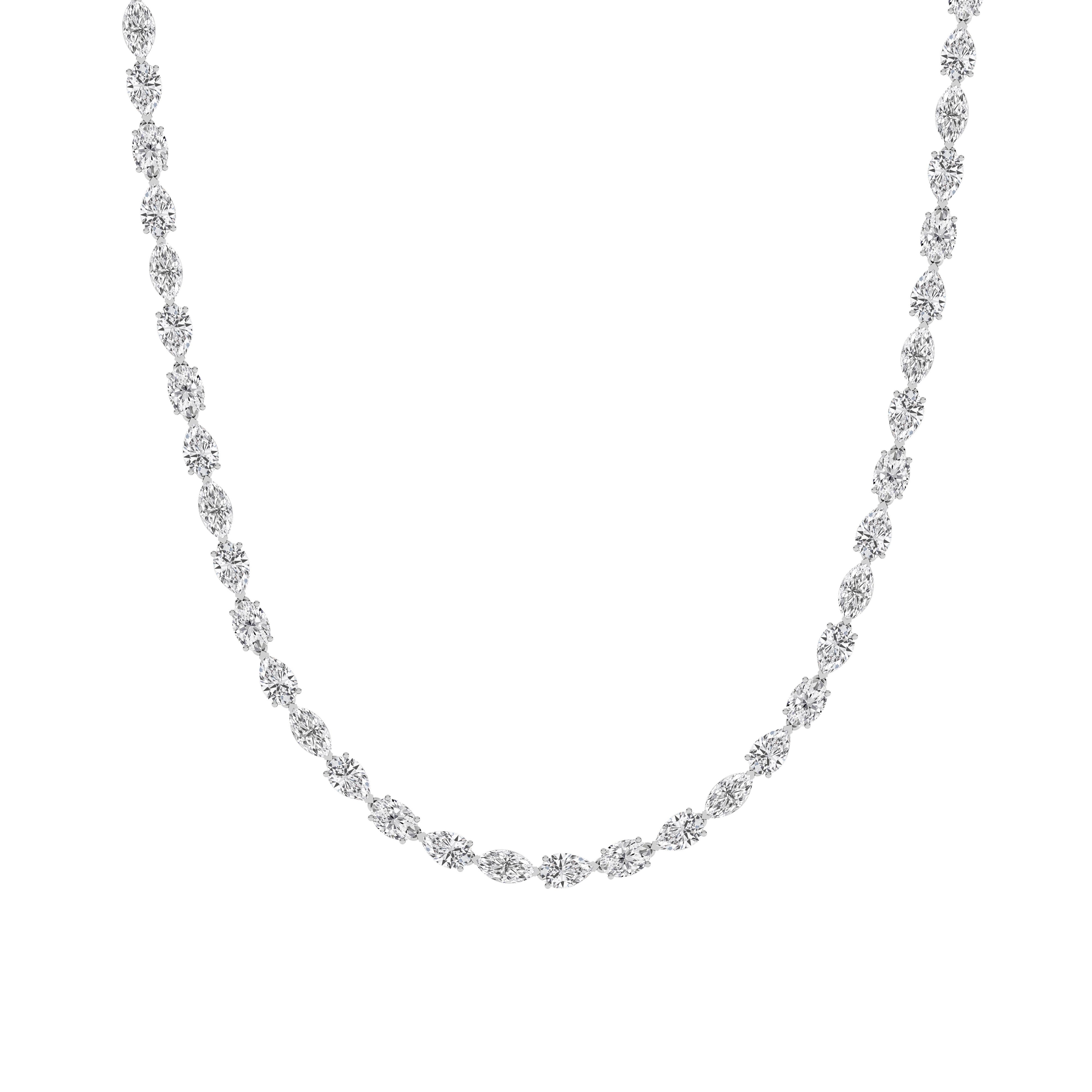 25CTW Mix Shaped Lab Grown Diamond (F/VS ) Tennis Necklace in 14K Gold