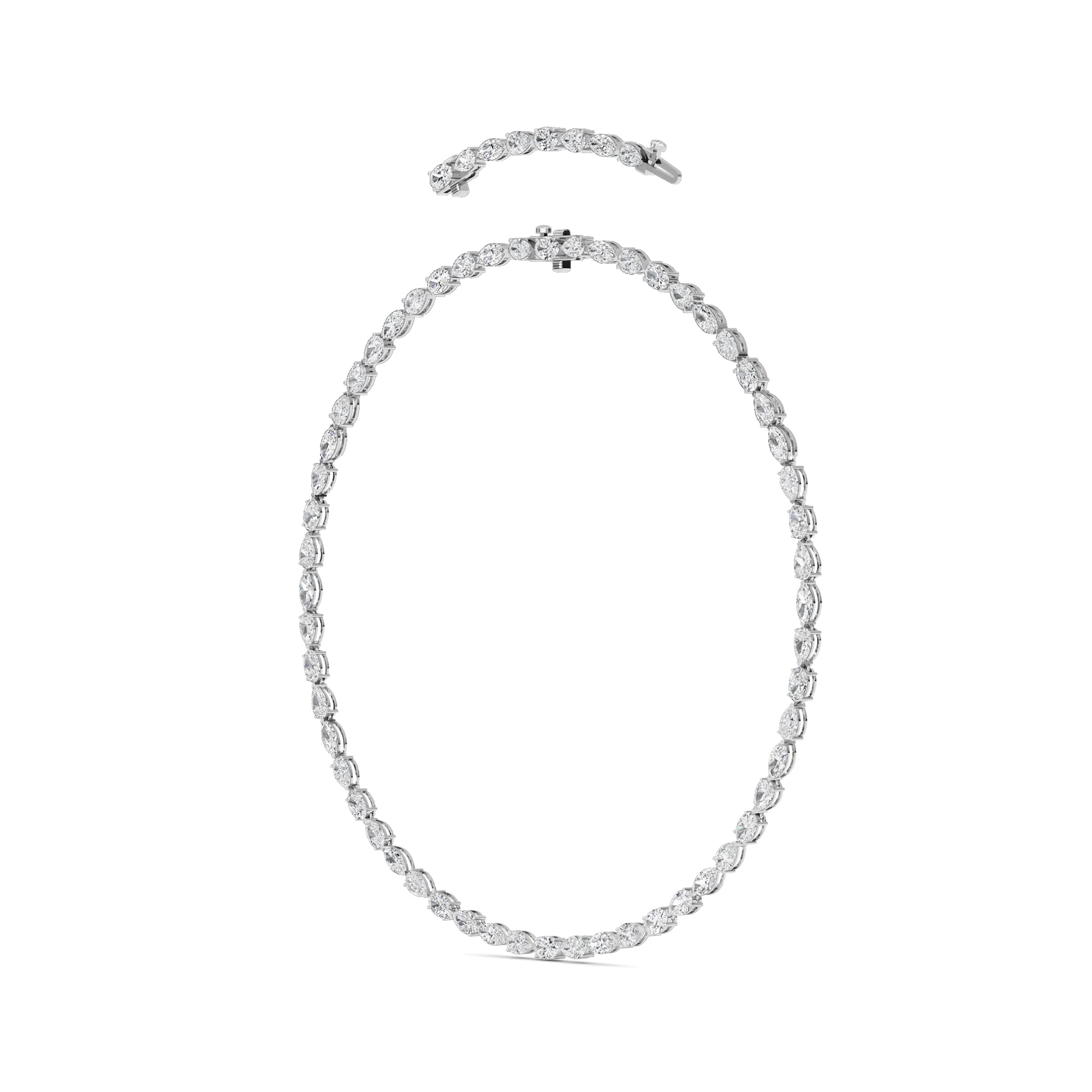 25Cttw Mix Shaped Lab Grown Diamond (F/VS ) Tennis Necklace in 14K Gold