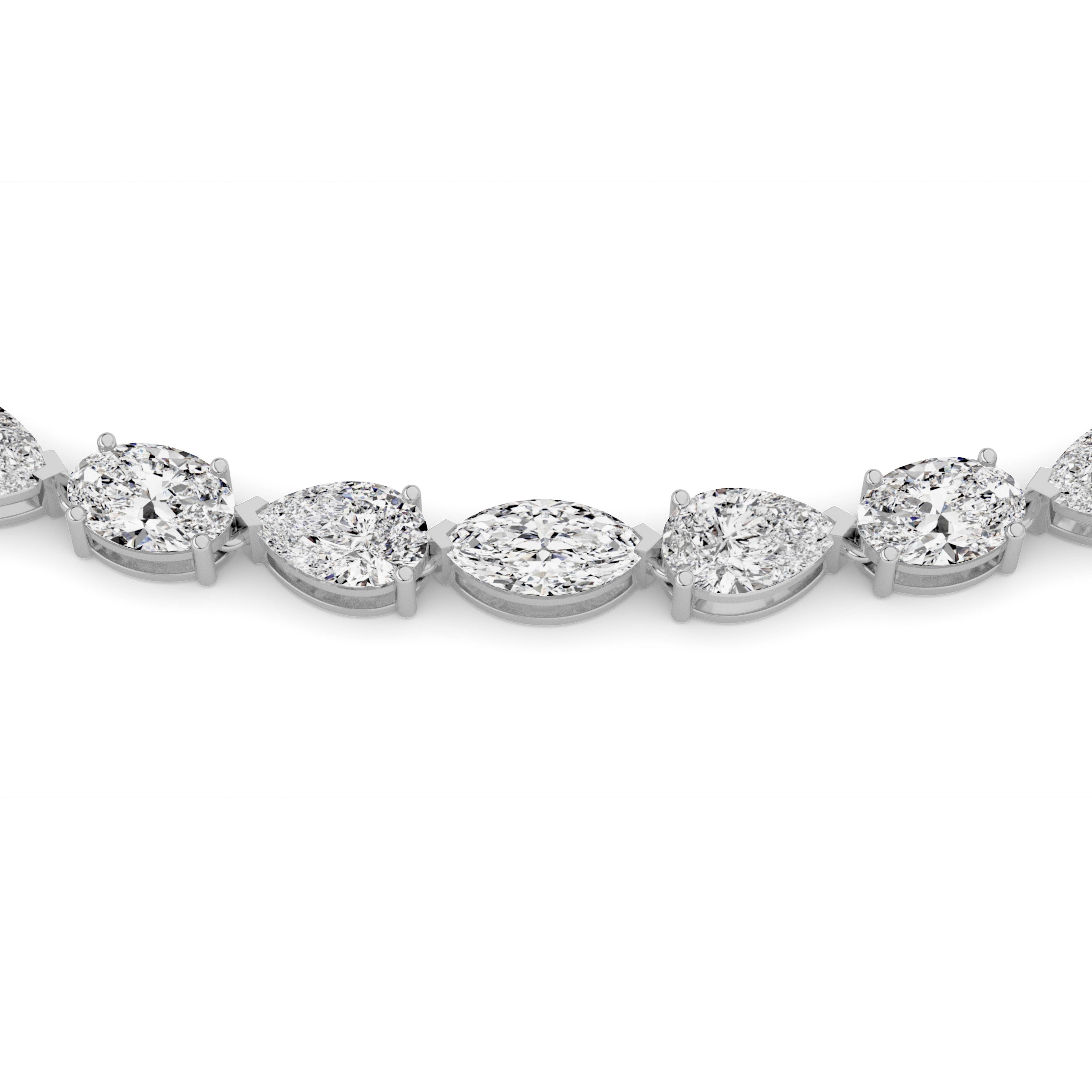 25CTW Mix Shaped Lab Grown Diamond (F/VS ) Tennis Necklace in 14K Gold