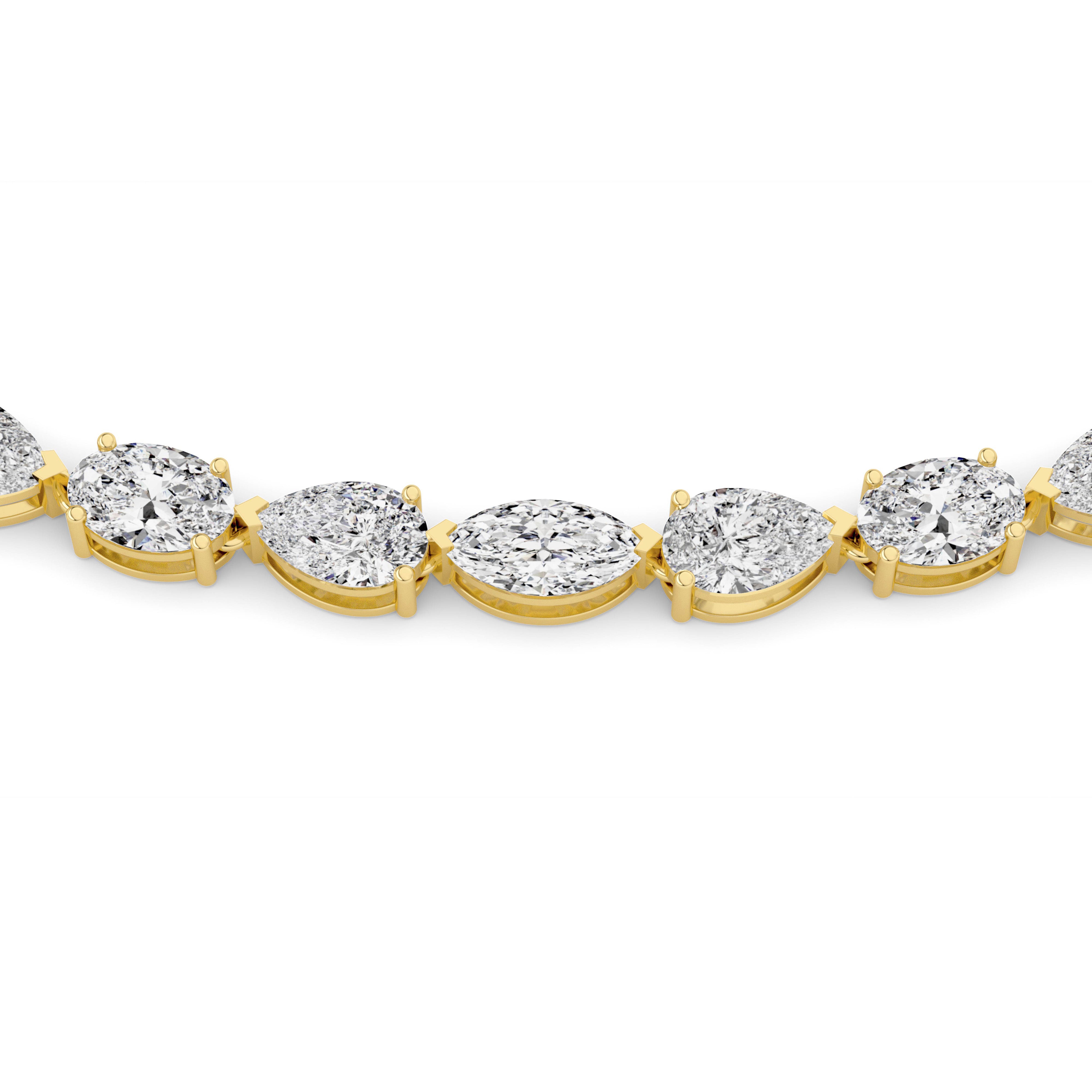 25CTW Mix Shaped Lab Grown Diamond (F/VS ) Tennis Necklace in 14K Gold