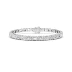 13Cttw Emerald And Round Shaped Lab Grown Diamond(F/VS) Semi Bezel Line Bracelet in 14K Gold