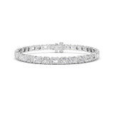 13Cttw Emerald And Round Shaped Lab Grown Diamond(F/VS) Semi Bezel Line Bracelet in 14K Gold
