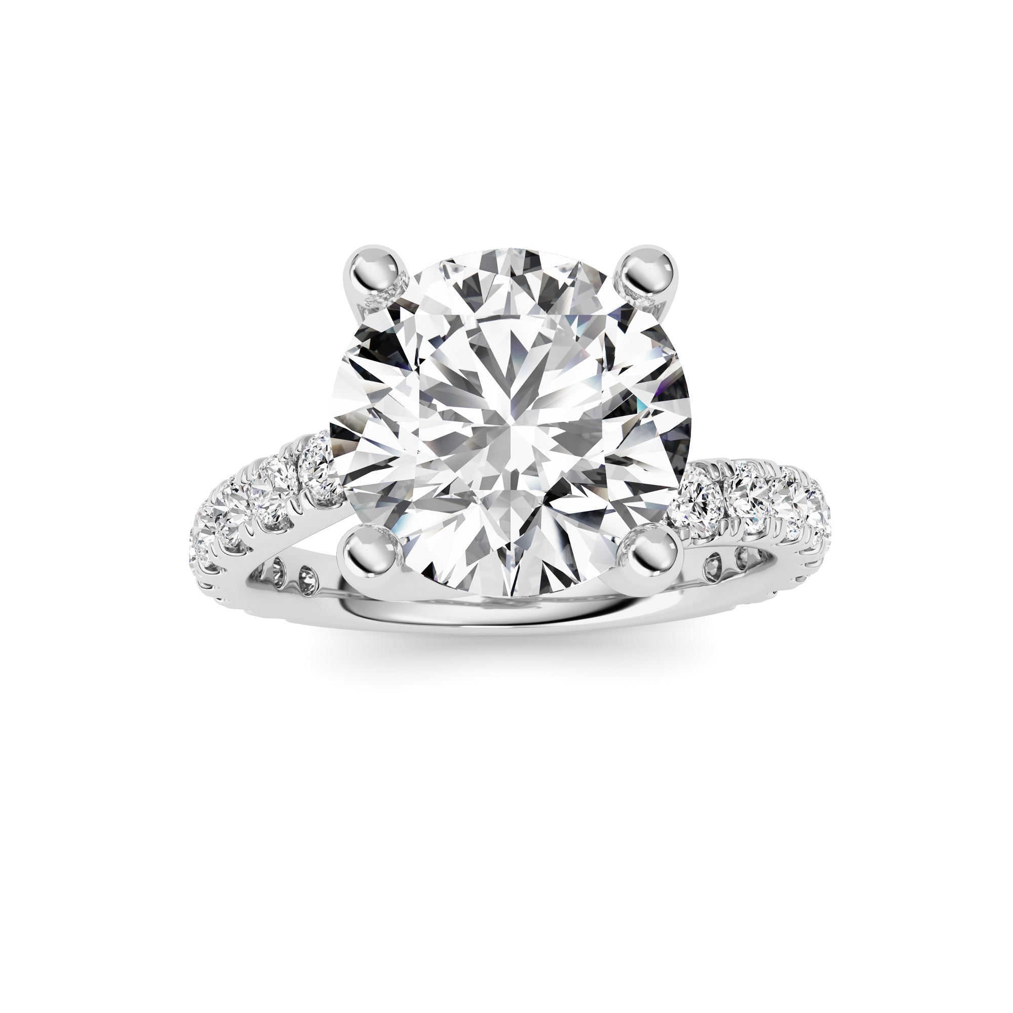 3.75CTW Round Shaped Lab Grown Diamond (F/VS) Ring in 14K White Gold