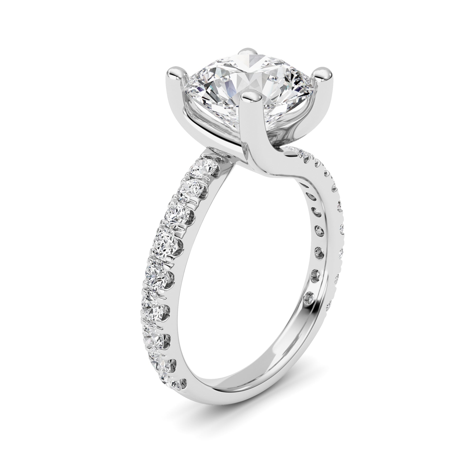 3.75CTW Round Shaped Lab Grown Diamond (F/VS) Ring in 14K White Gold