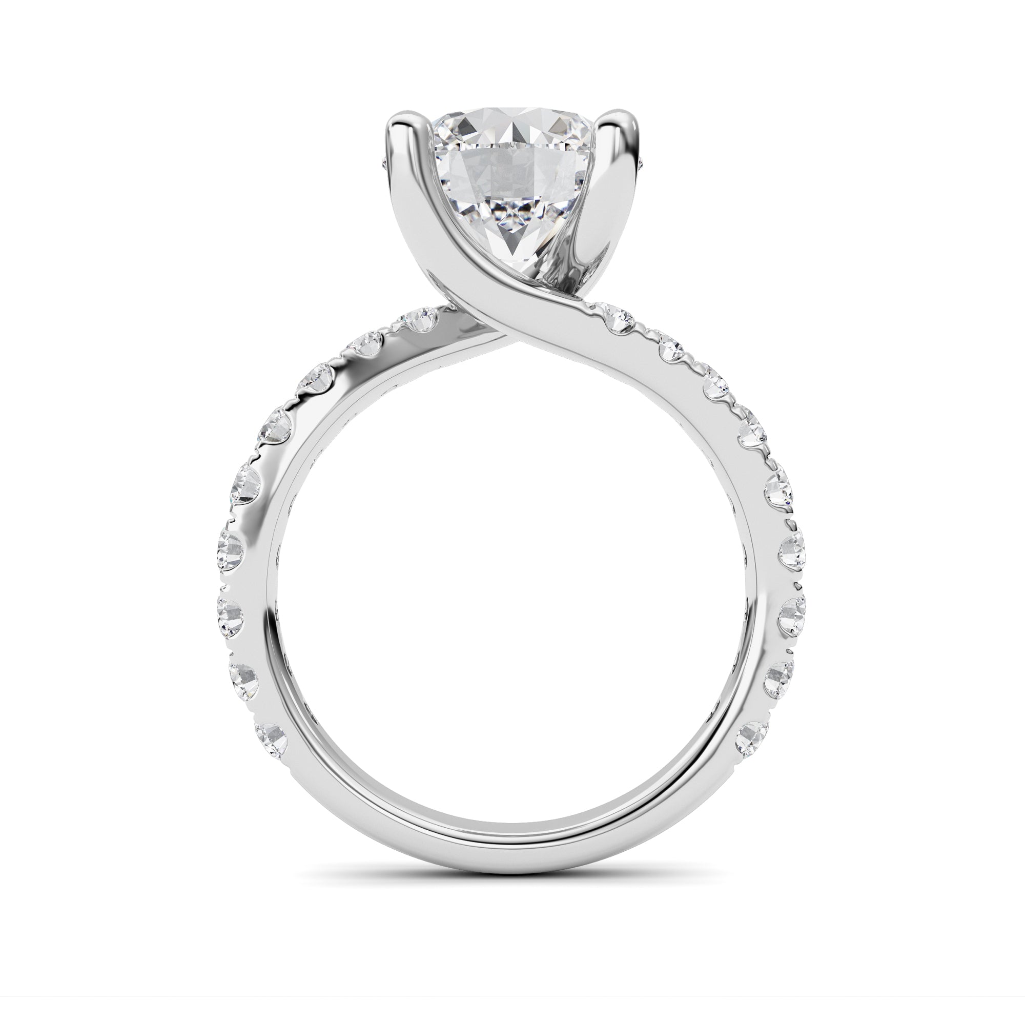 3.75CTW Round Shaped Lab Grown Diamond (F/VS) Ring in 14K White Gold
