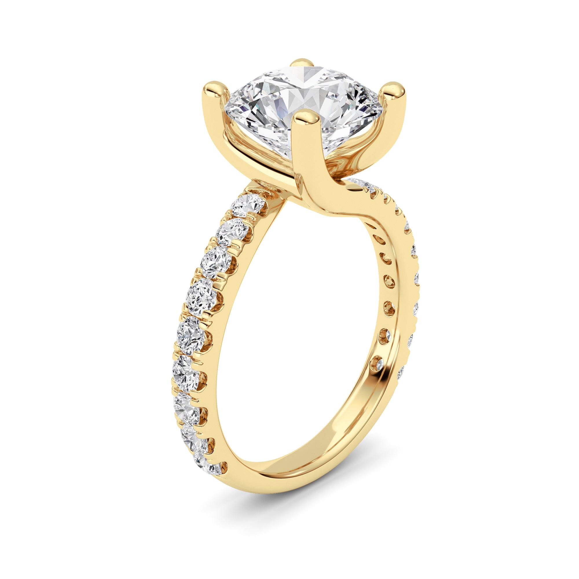 3.75CTW Round Shaped Lab Grown Diamond (F/VS) Ring in 14K Yellow Gold