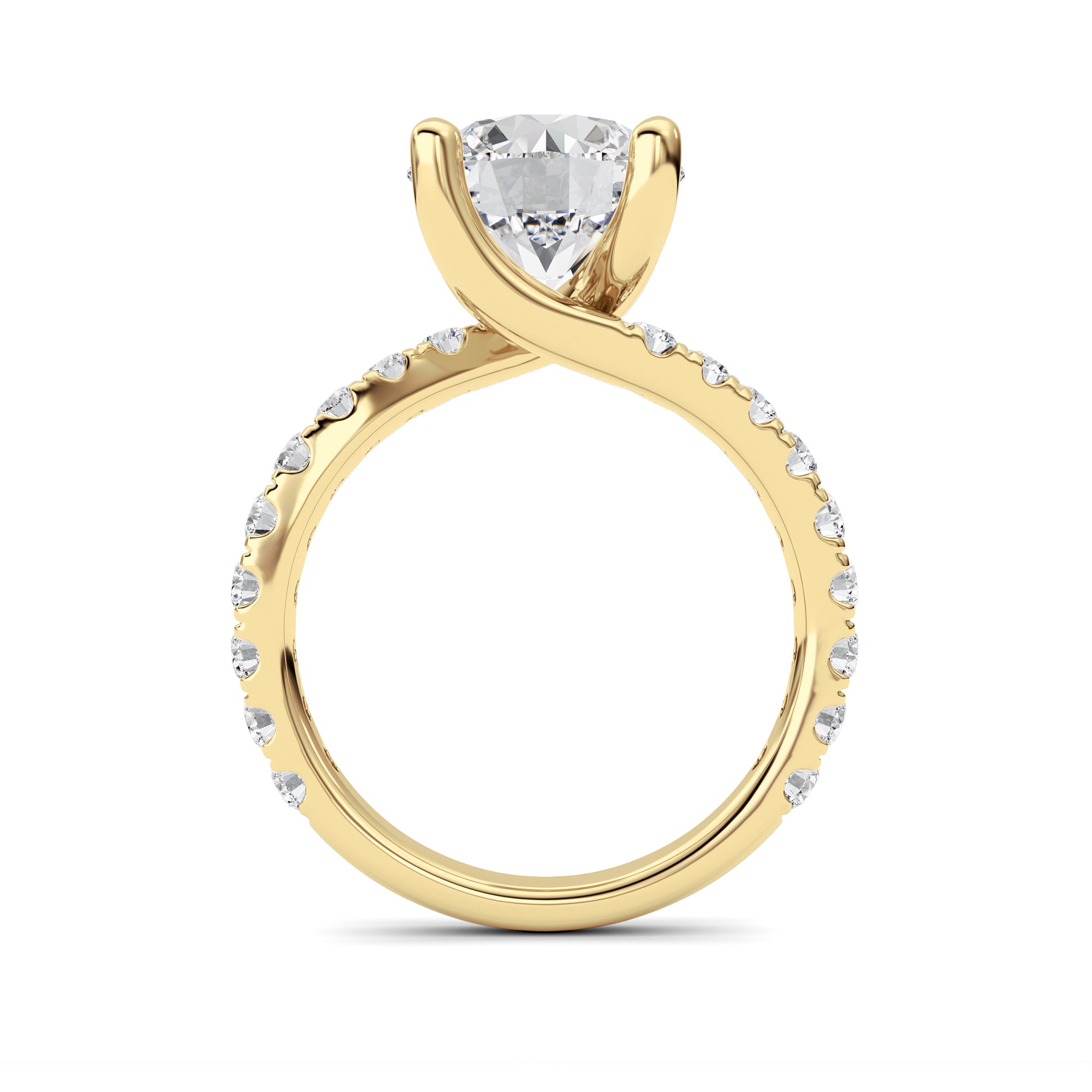 3.75CTW Round Shaped Lab Grown Diamond (F/VS) Ring in 14K Yellow Gold