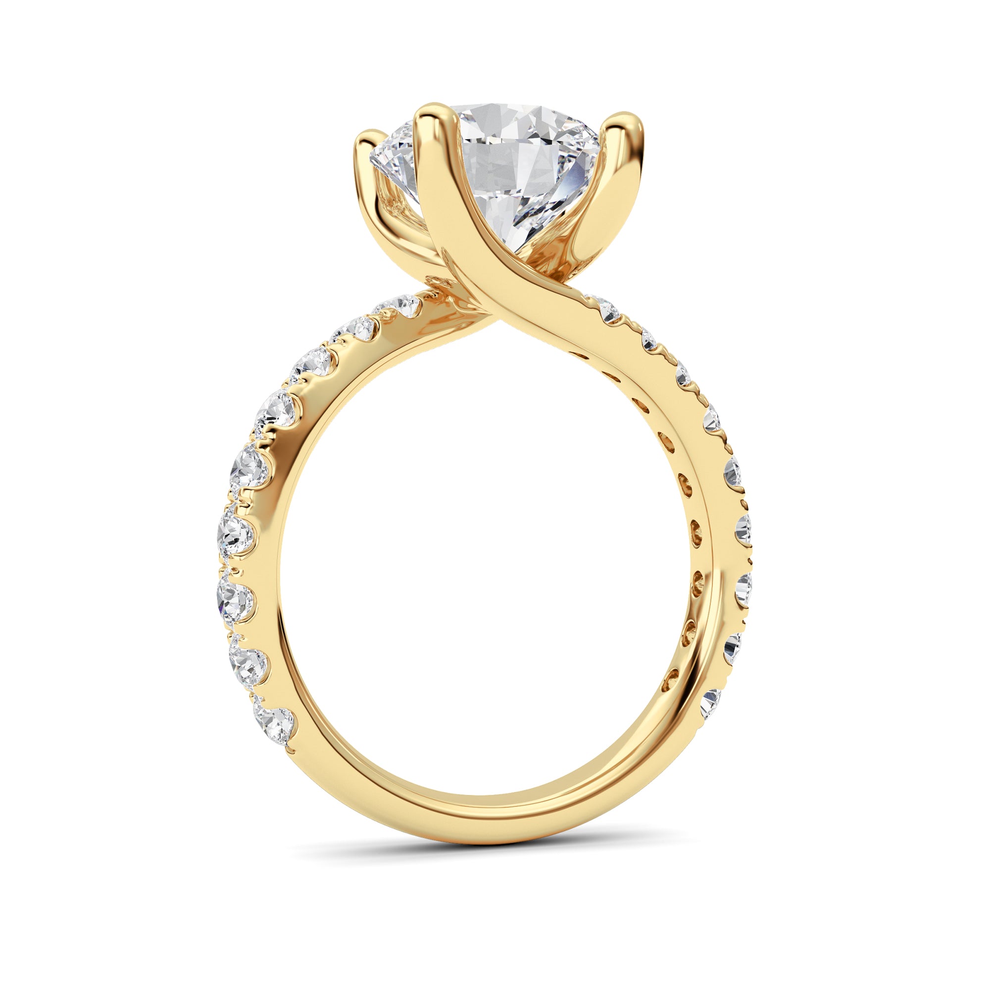 3.75CTW Round Shaped Lab Grown Diamond (F/VS) Ring in 14K Yellow Gold