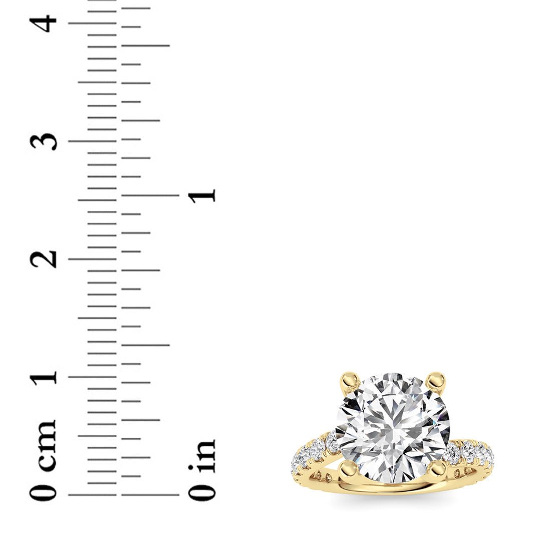 3.75CTW Round Shaped Lab Grown Diamond (F/VS) Ring in 14K Yellow Gold