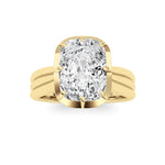 3CTW Elongated Cushion Shaped Lab Grown Diamond (F/VS) Ring in 14K Yellow Gold