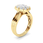 3CTW Elongated Cushion Shaped Lab Grown Diamond (F/VS) Ring in 14K Yellow Gold