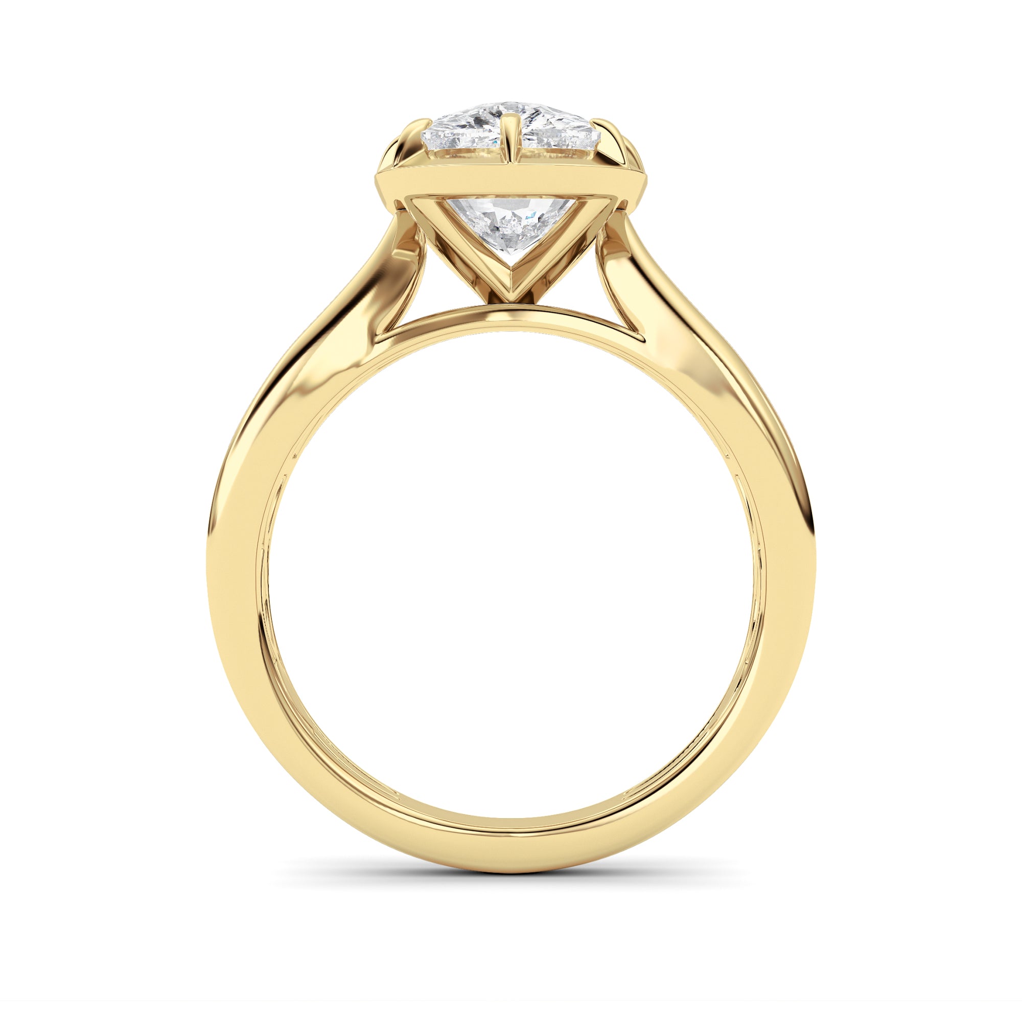 3CTW Elongated Cushion Shaped Lab Grown Diamond (F/VS) Ring in 14K Yellow Gold