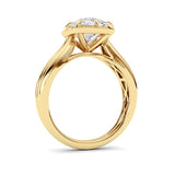 3CTW Elongated Cushion Shaped Lab Grown Diamond (F/VS) Ring in 14K Yellow Gold