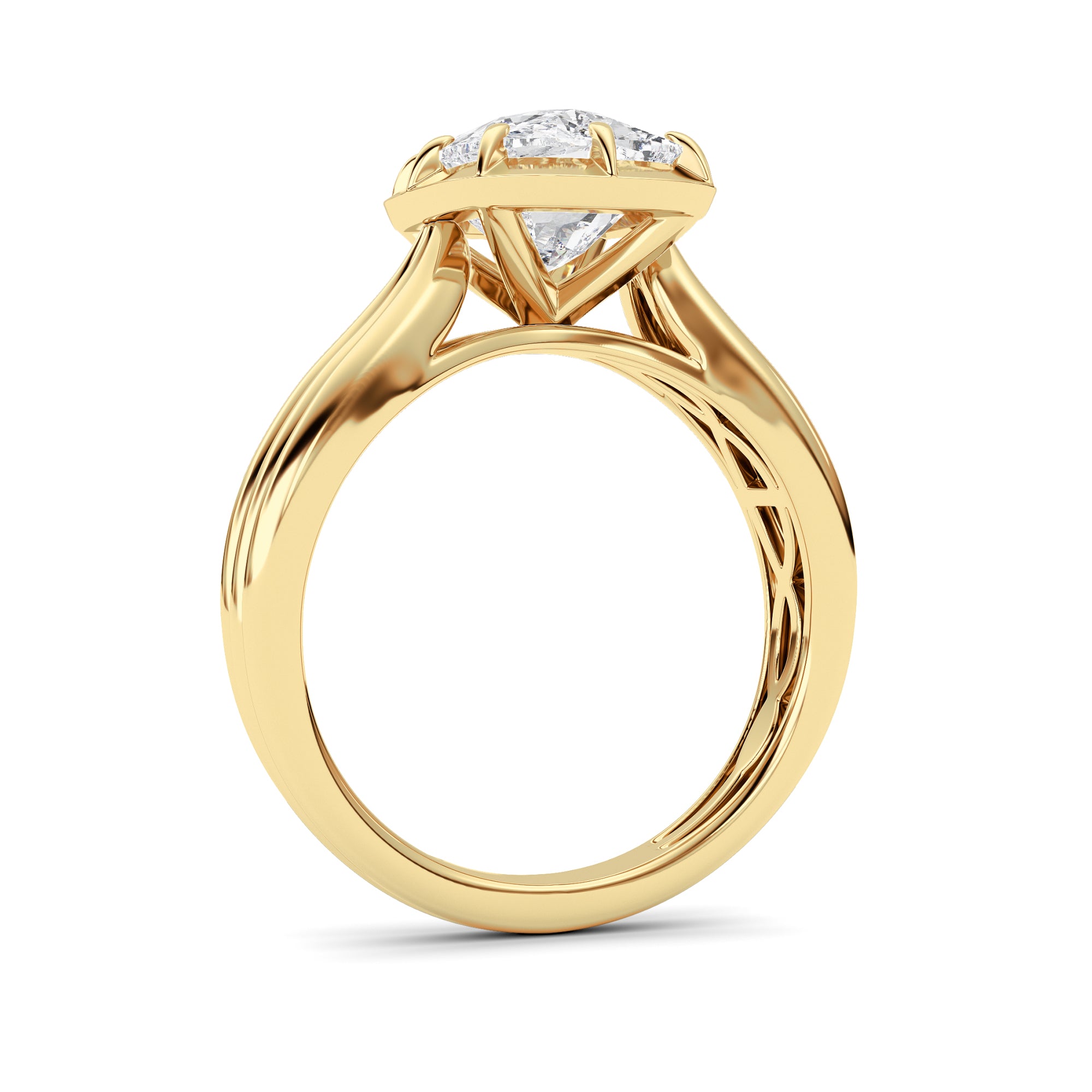 3CTW Elongated Cushion Shaped Lab Grown Diamond (F/VS) Ring in 14K Yellow Gold