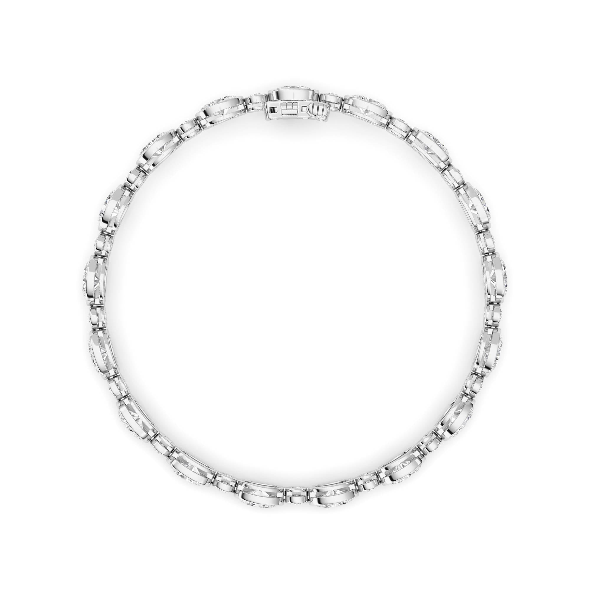 8CTW Oval And Round Lab Grown Diamond (F/VS ) Bezel Set Bracelet in 14K Gold