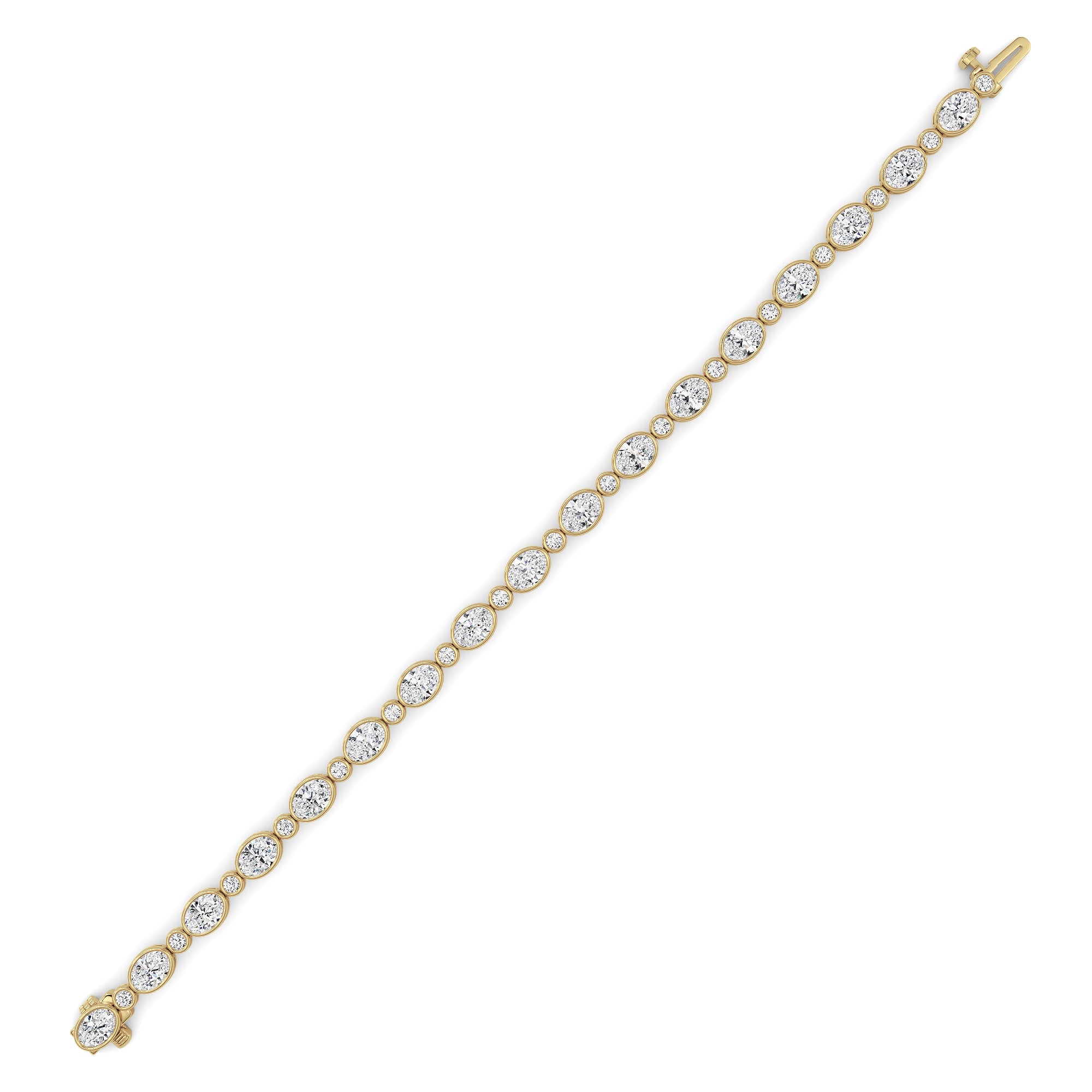 8CTW Oval And Round Lab Grown Diamond (F/VS ) Bezel Set Bracelet in 14K Gold