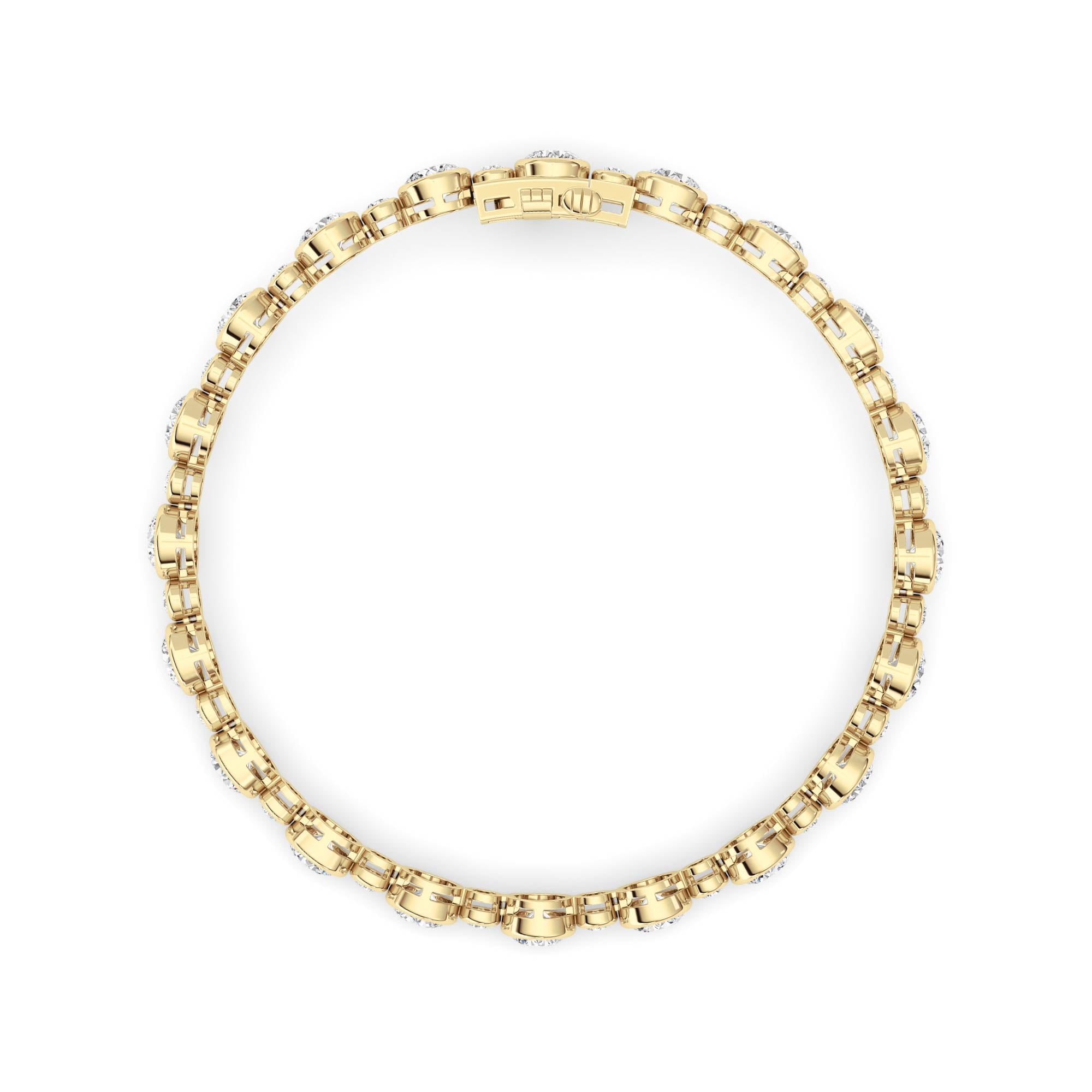 9CTW Round Lab Grown Diamond (F/VS ) Bezel Set Bracelet in 14K Gold