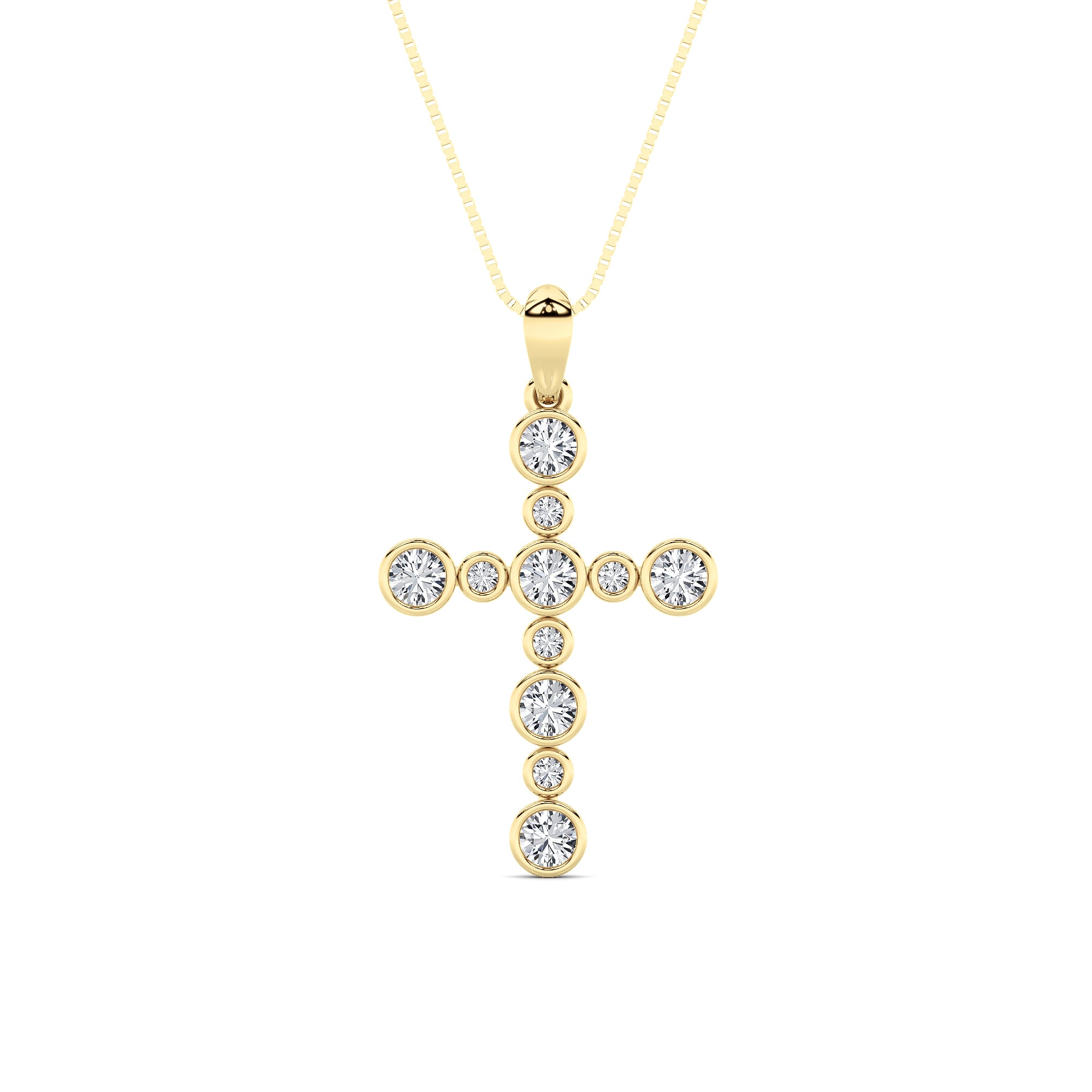 1CTW Round Shaped Lab Grown Diamond (F/VS) Necklace in 14K Yellow Gold