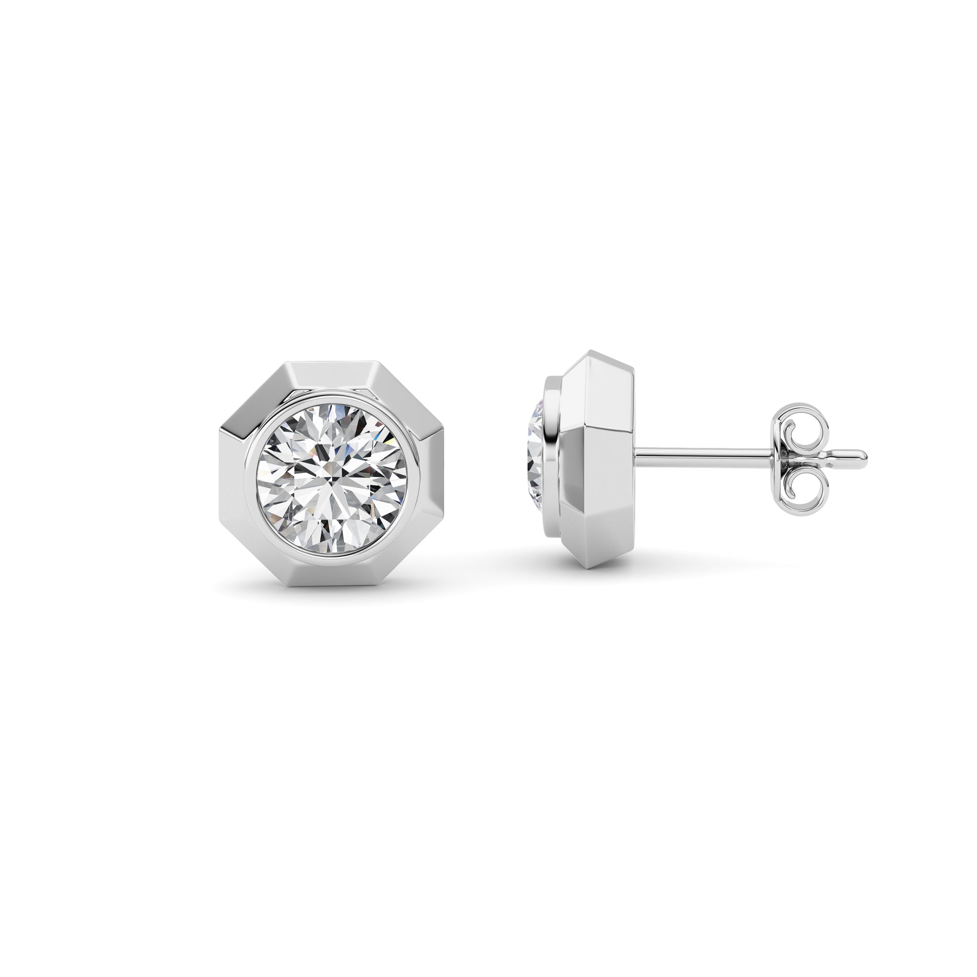 2CTW Round Shaped Lab Grown Diamond (F/VS ) Stud Earrings in 14K Gold