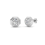 2CTW Round Shaped Lab Grown Diamond (F/VS ) Stud Earrings in 14K Gold