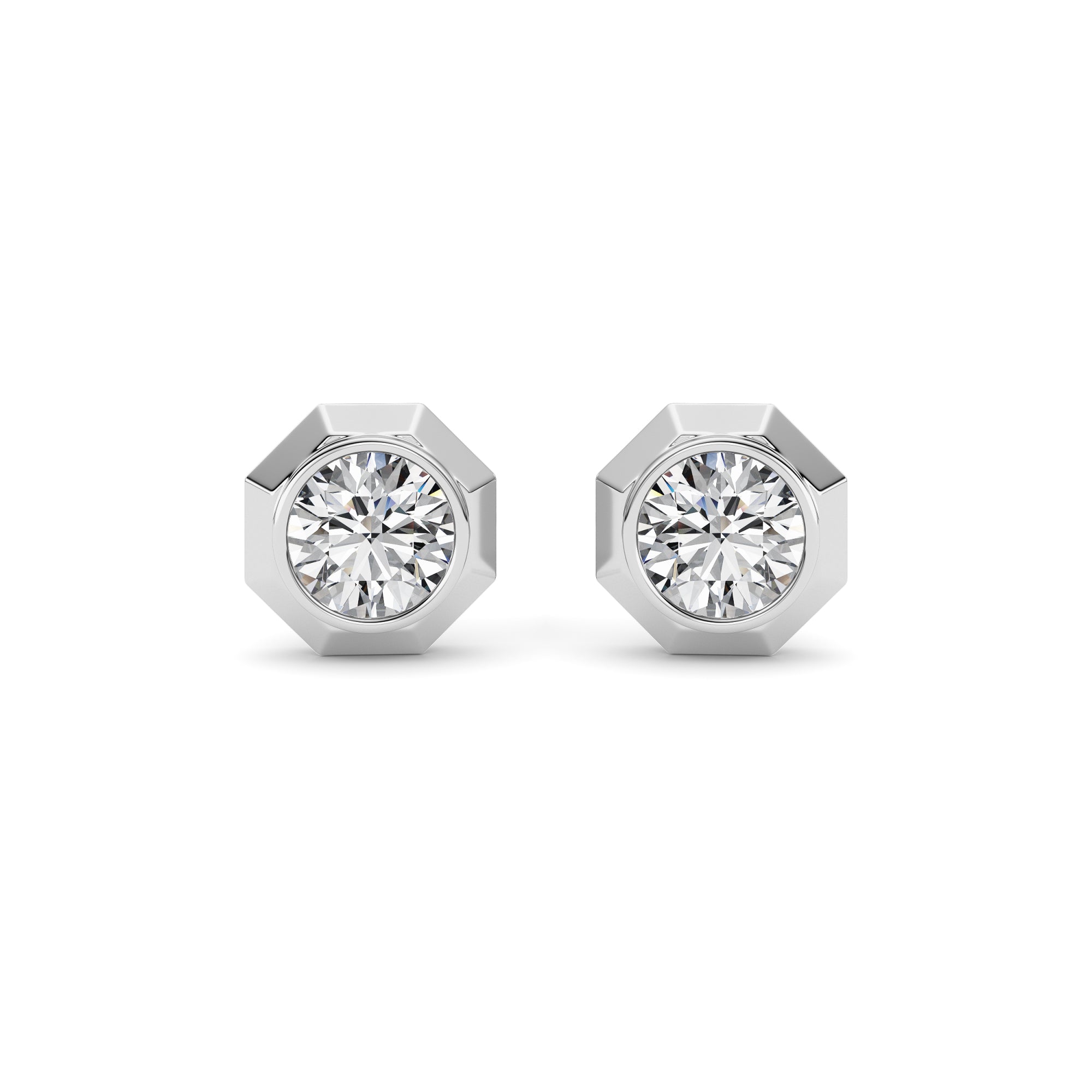 2CTW Round Shaped Lab Grown Diamond (F/VS ) Stud Earrings in 14K Gold