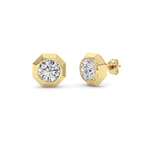 2CTW Round Shaped Lab Grown Diamond (F/VS ) Stud Earrings in 14K Gold