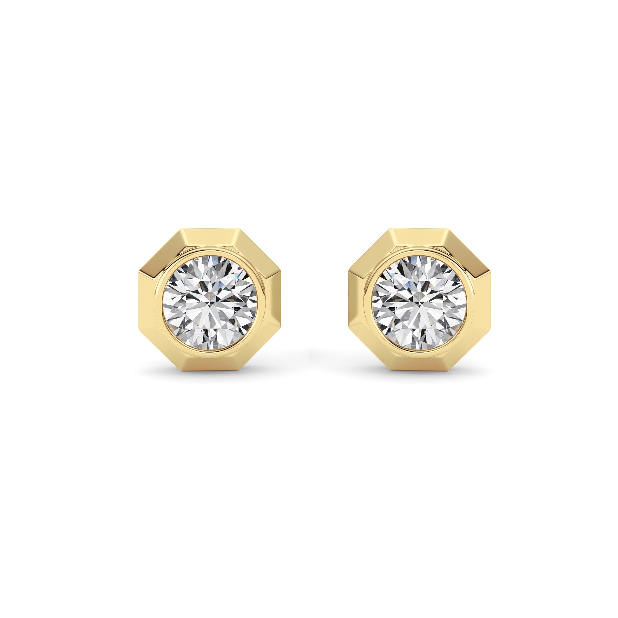 2CTW Round Shaped Lab Grown Diamond (F/VS ) Stud Earrings in 14K Gold