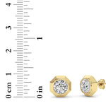 2CTW Round Shaped Lab Grown Diamond (F/VS ) Stud Earrings in 14K Gold